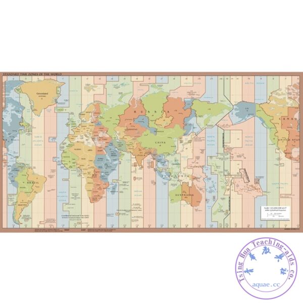 Time Zone Map, English, 110*60cm：圖片 2