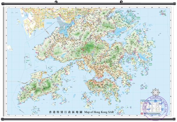 香港地圖(地形)掛圖  繁中 Hong Kong Physical Map, FLAT Map, TC ,65*98cm：圖片 3