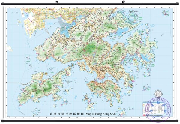 香港地圖(地形)掛圖  繁中 Hong Kong Physical Map, Hanging, TC ,120*90cm：圖片 3